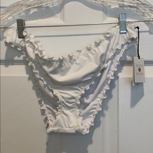 White Cheeky Ruffle Bathing suit Bottom